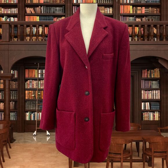 Vintage Wool Blazer Womens Eddie Bauer Sz Medium - Large Vintage Red Wool Med L - Picture 1 of 16